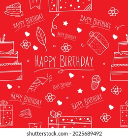 happy birthday seamless pattern. happy birthday background doodle