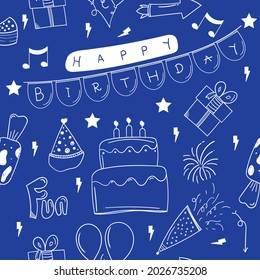 feliz cumpleaños sin problemas. doodle de fondo de feliz cumpleaños