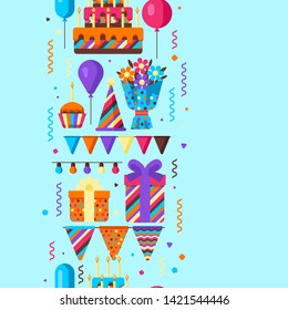 Happy Birthday seamless pattern. Celebration or holiday items.