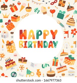 Alles Gute zum Geburtstag. Vektorillustration für Kinder.