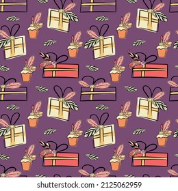 Happy birthday seamless pattern. Colorful illustration for the design of textiles, fabric, paper, children's room. Bright vector illustration in boho style