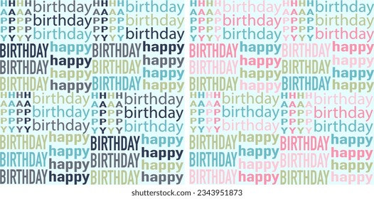 Happy birthday seamless pattern with gift, partycap, cake and baloon elements