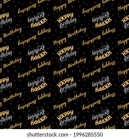 Happy Birthday seamless pattern. Happy birthday lettering and calligraphy repeat design. Suitable for gift wrap, wallpaper, background, wrapping paper