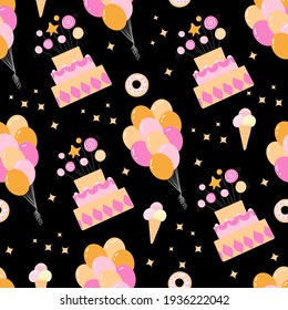 
happy birthday seamless pattern on the black background