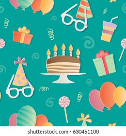 Happy Birthday seamless pattern. A realistic image that simulates paper.
