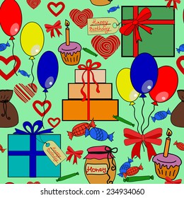 Happy birthday seamless pattern. Vector illustration.