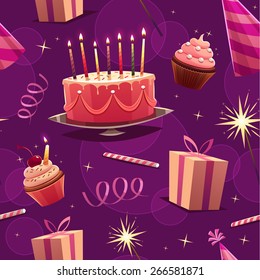 Happy Birthday seamless pattern. Vector illustration.