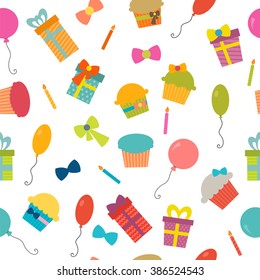 Happy Birthday seamless pattern. Vector background for your design. Vector illustration