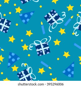 Happy birthday seamless pattern. Vector Background.