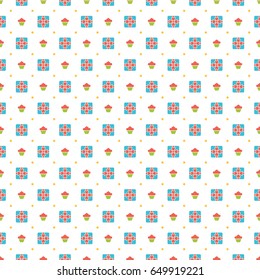 Happy Birthday Seamless Pattern Vector Design for birthday background, wrapping paper, greeting card. Colorful gift boxes objects illustration eps 10.