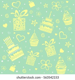 Happy birthday. Seamless wrapping paper. Vector Illustration