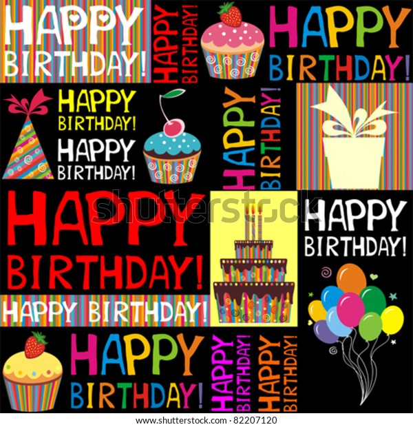 Happy Birthday Seamless Wrapping Paper Stock Vector (Royalty Free) 82207120