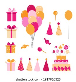 happy birthday set with boxs and balloons