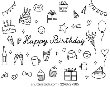 Happy birthday, set of birthday icons