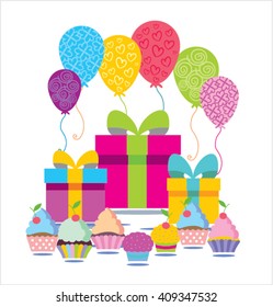 Happy birthday set. Vector illustration