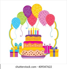 Happy birthday set. Vector illustration