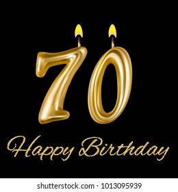 Happy birthday, seventy year. For decoration party, celebrations. Realistic style isolated on black background. 3d. Stock - Vector illustration for your design and business