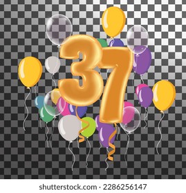 Happy Birthday seventythree year, fun celebration anniversary greeting card with number, balloon on background
