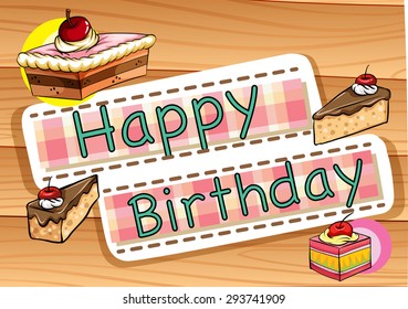 Happy Birthday sign with cake in the background