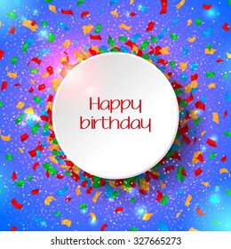 Happy Birthday Sign Design Background Confetti Stock Vector (Royalty ...