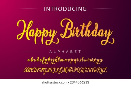 Happy Birthday Signature Font Calligraphy Logotype Script Font Type Font lettering handwritten