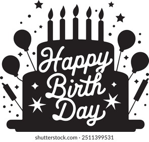 Happy birthday Silhoutte vector eps