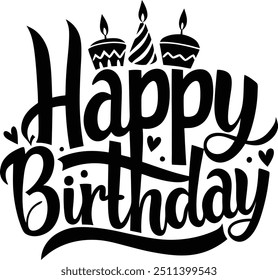 Happy birthday Silhoutte vector eps