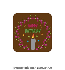 happy birthday simple flower vector design