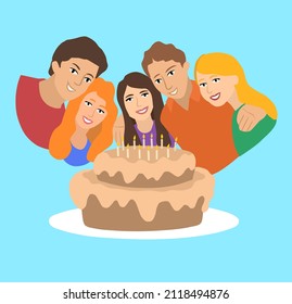 Feliz cumpleaños,
Ilustración vectorial simplificada, vector plano.