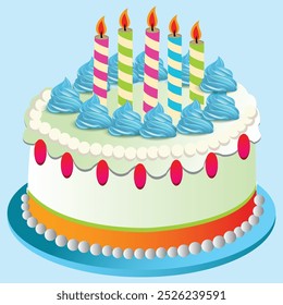 Feliz aniversário único bolo Creem parabéns Bolo bolo festivo para projeto de vetor de poster de aniversário