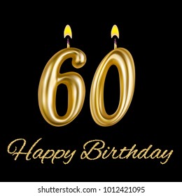 Happy birthday, sixty year. For decoration party, celebrations. Realistic style isolated on black background. 3d. Stock - Vector illustration for your design and business