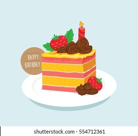 happy birthday with slice cake