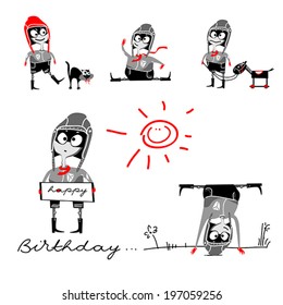 Happy Birthday smile boy pilot card gift