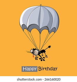 Happy Birthday smile cat parachute