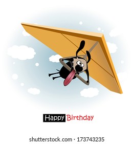 Happy Birthday smile dog in the clouds