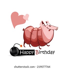 Happy Birthday smile piggy sausage
