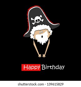 Happy Birthday Smile pirate on a black background
