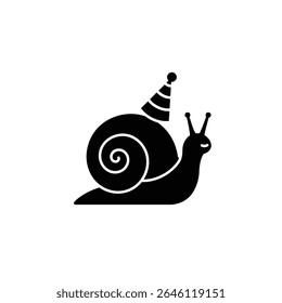 Happy birthday snail party hat celebration icon.
