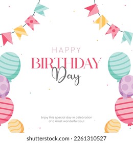 Happy Birthday social media post vector illustration birthday card