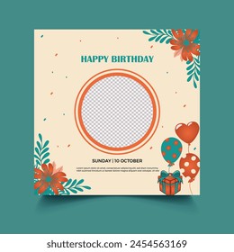 Happy birthday social media post template