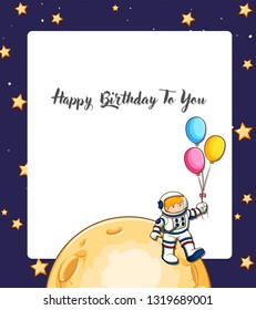 Happy birthday space card illustration