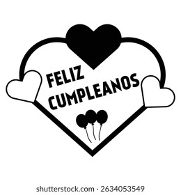 Happy Birthday Spanish design featuring hearts balloons for celebrations greeting cards