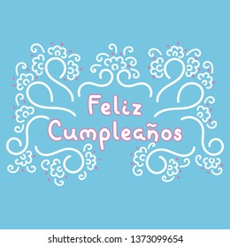 Happy birthday in Spanish.  Feliz Cumpleanos lettering. Vector illustration.