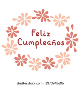 Happy birthday in Spanish.  Feliz Cumpleanos lettering. Vector illustration.