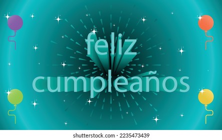 Happy birthday in spanish, feliz cumpleanos illustration with speedy text for greeting or invitation cards templates.