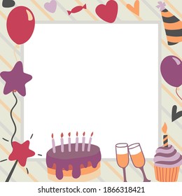 happy birthday in square vector illustration