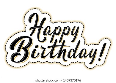 Happy Birthday Sticker Handwritten Modern Brush Stock Vector (Royalty ...