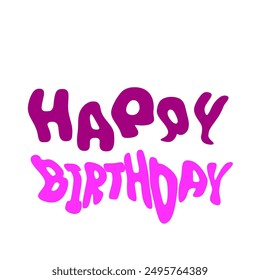 happy birthday sticker typography card illustration