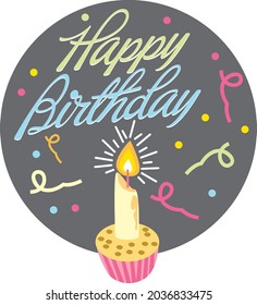 happy birthday sticker vector illustration