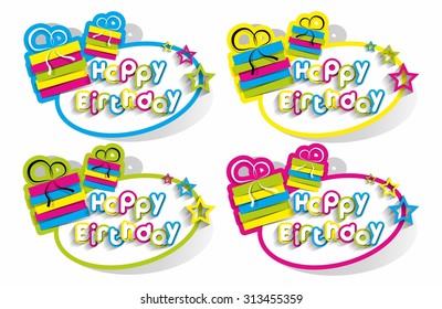 Happy Birthday Stickers On Background vector Illustration